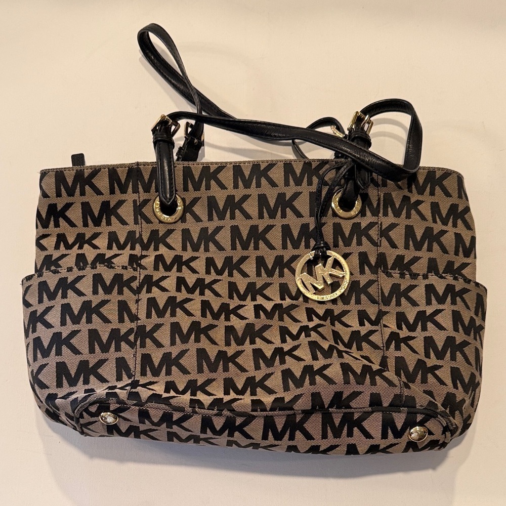 Michael Kors Black and Brown Signature Tote
